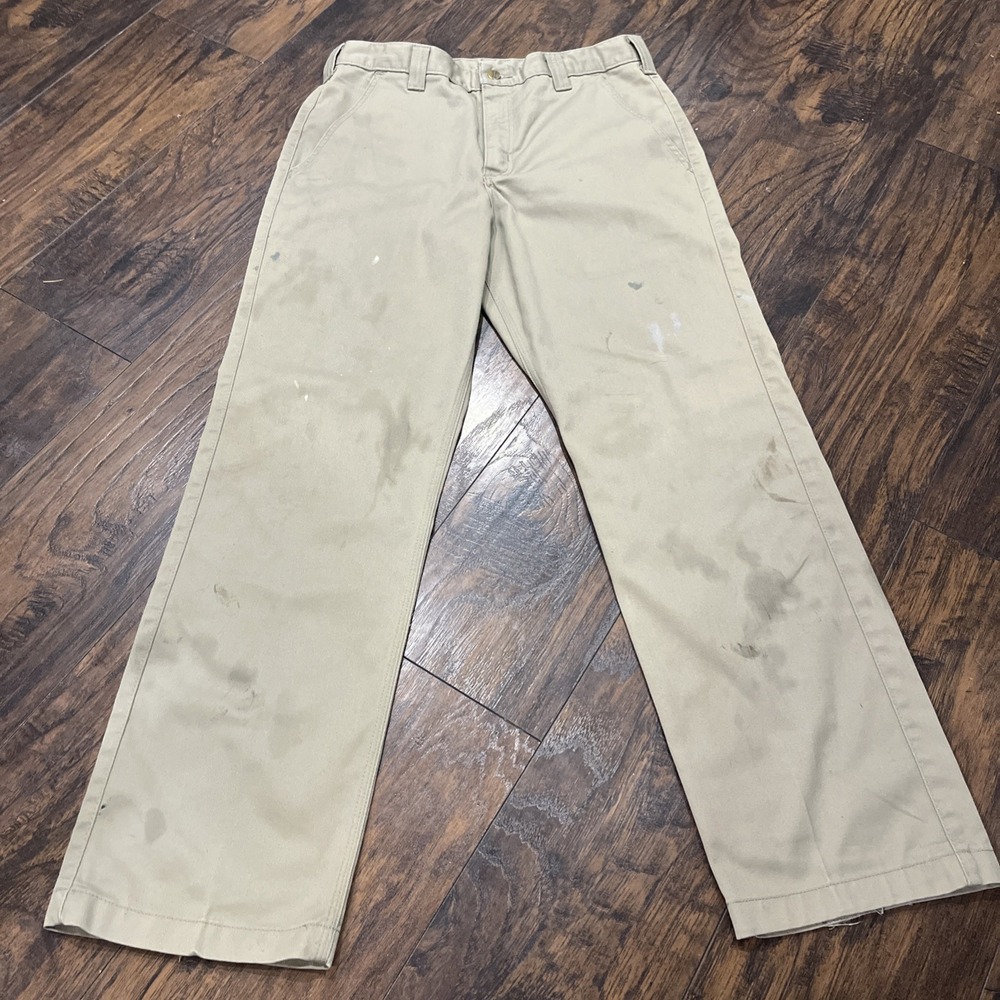 Carhartt Mens B290 Work Pants Khaki Tan 32x31 Paint Distressed